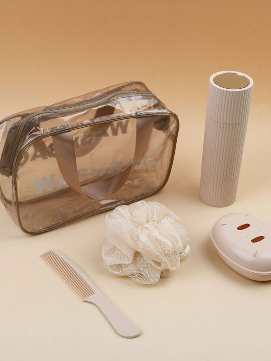 Rose Gold Toiletry Bag Double Handle Set 5 Pieces
