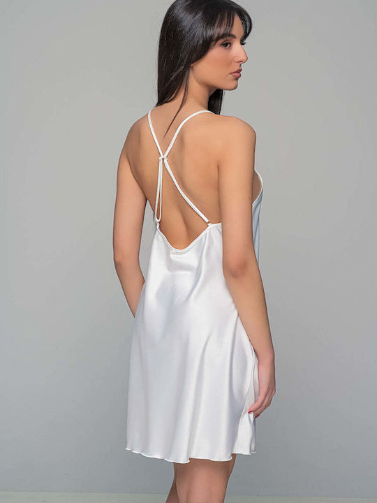 Milena by Paris Καλοκαιρινό Νυφικό Γυναικείο Νυχτικό Λευκό Milena by Paris Καλοκαιρινό Νυφικό Γυναικείο Νυχτικό Λευκό