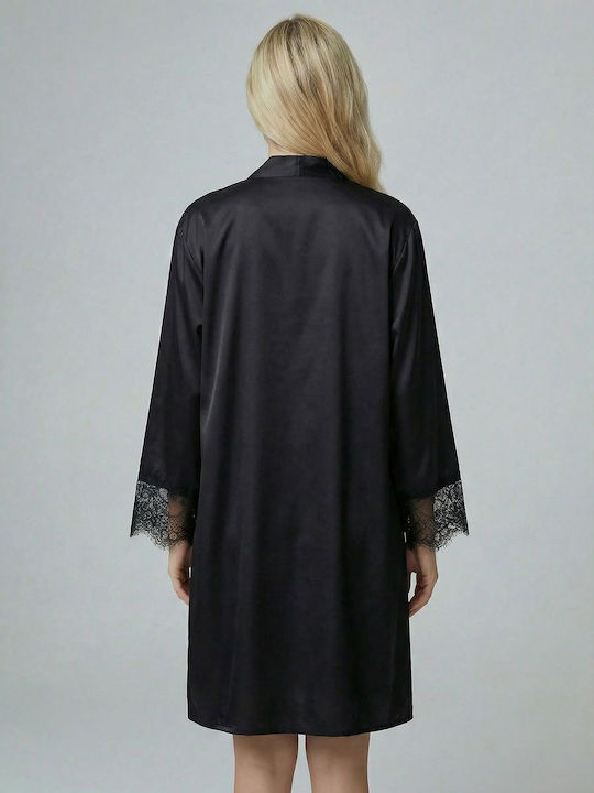 Milena by Paris Summer Women's Black Robe 005378-Black