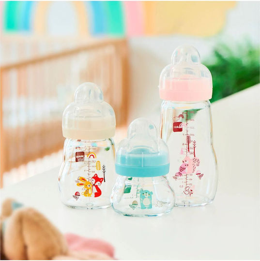 Mam Glass Baby Bottle Feel Good Anti-Colic with Silicone Nipple for 0+, 0+ m, months Green 170ml