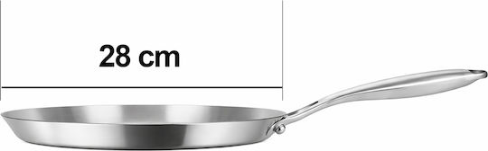Cheffinger 28 Cm Stainless Steel Crepe Pan Compatible All Heat Sources Induction Silver