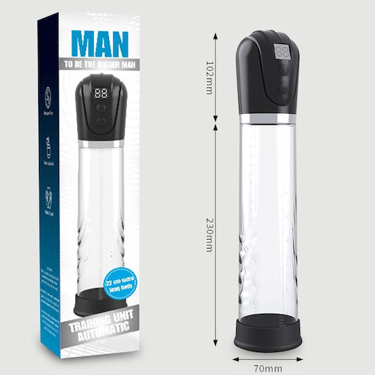 Αυτόματη Αντλία Πέους Μακρύ Σωλήνα Sexopolis Male Lcd Display Long Tube Automatic Penis Pump Διάφανη