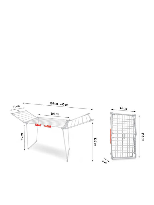 Smartic Lydia Uscătoare Rufe Pliere De Pardoseală Inox Cu Lungimea Suportului De Uscare A Hainelor 27m