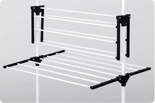 Smartic Folding Floor Clothes Drying Rack Metallic with Wheels with Hanging Length 15m