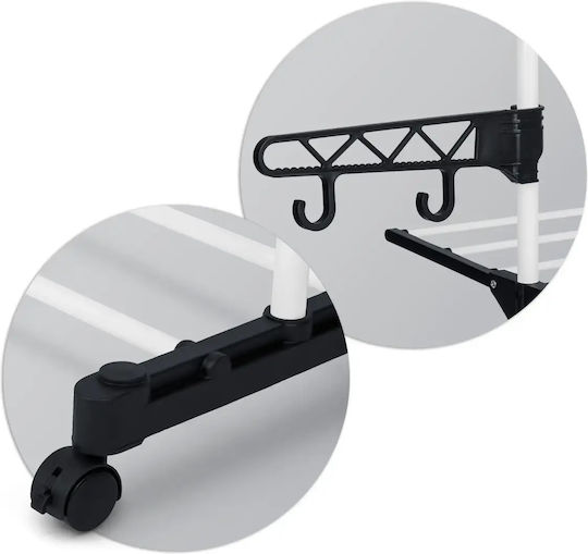 Smartic Folding Floor Clothes Drying Rack Metallic with Wheels with Hanging Length 15m