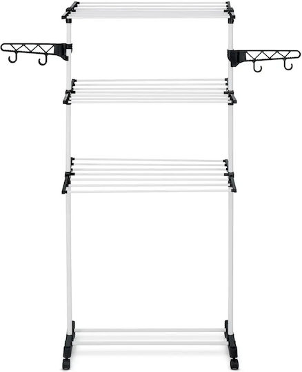 Smartic Folding Floor Clothes Drying Rack Metallic with Wheels with Hanging Length 15m