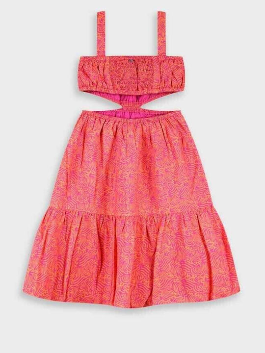 Cut Out Mädchenkleid Ärmellos Mehrfarbig