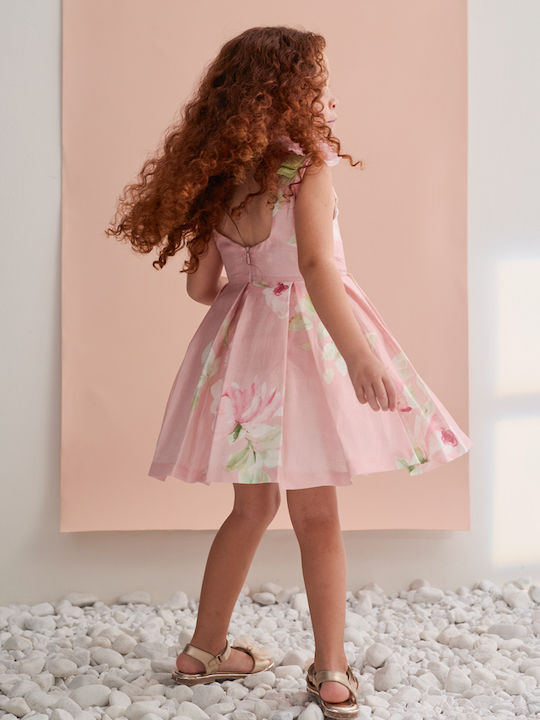 Girls Dress Linen Pink