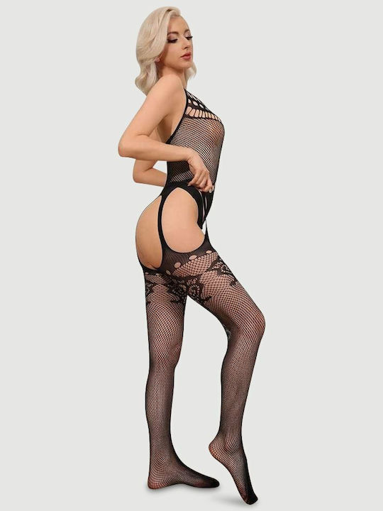 Ανοιχτό Ολόσωμο Καλσόν Ζαρτιέρες Model Design Garter Open Bodystocking Μαύρο