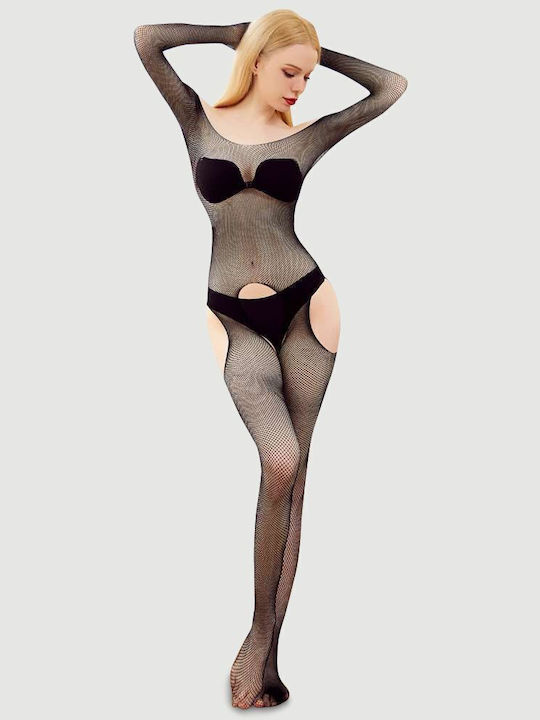 Ανοιχτό Ολόσωμο Καλσόν Ζαρτιέρες Enigma Garter Open Bodystocking Μαύρο