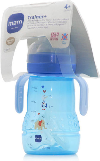 Mam Trainer+ Night Educational Sippy Cup Plastic with Handles Light Blue Blue for 4m+m+ 220ml