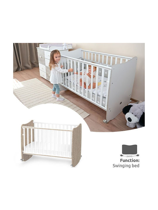 Lorelli Stars White Baby Crib with Wheels