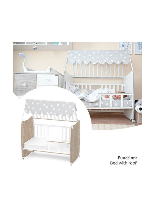 Lorelli Stars White Baby Crib with Wheels