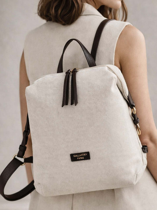 Gallantry Casual Backpack Zipper Textured Contrast Canvas Adjustable Straps Brown