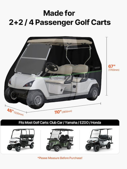 Golf Cart Cover Vevor Full Coverage Golf Cart 2+2/4 Passengers Waterproof Car Cover Oxford Fabric 600d Fits Most Club Car Yamaha Ezgo Honda Carts Pu Coating Three Doors Zipper