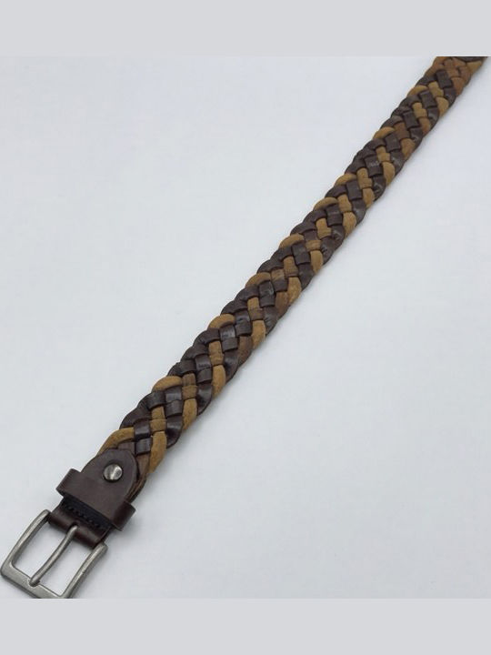 Men's Leather Knitted Brown Belt