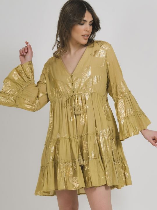 Summer Mini Dress Gold