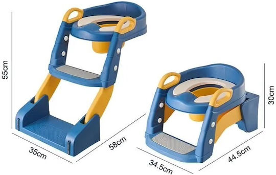 Little Mom Scaun de Toaletă Pentru Copii BH-BC-301 Albastru Cu Treaptă, Mânere & Pernuță