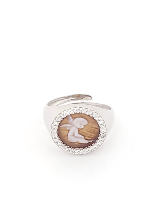 Women's Ring with Zircon Made of Silver