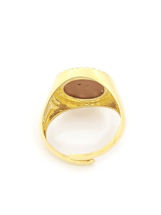 Women's Ring with Zircon Made of Gold Plated Silver