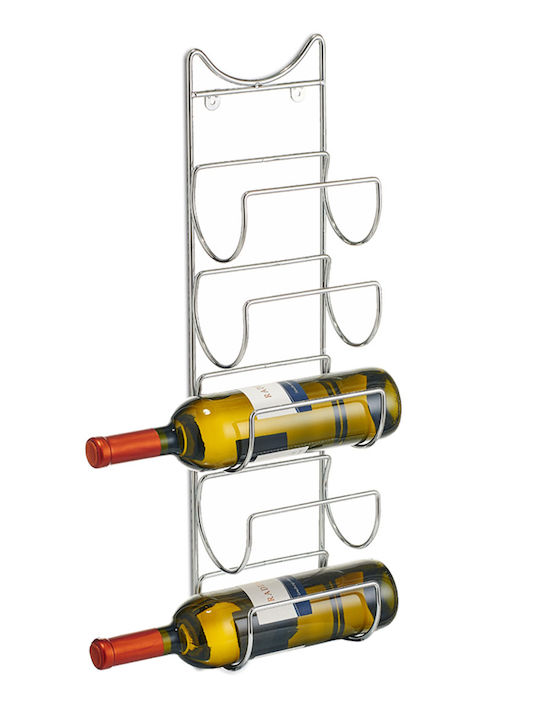 Wandmontierte Weinregal Möbel Metallisch für 5 Flaschen Silber 15x10.5x61cm