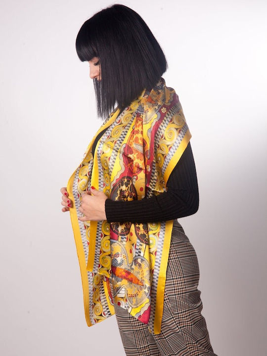 Kalfas Luxury Silk Women's Silk Shawl Yellow