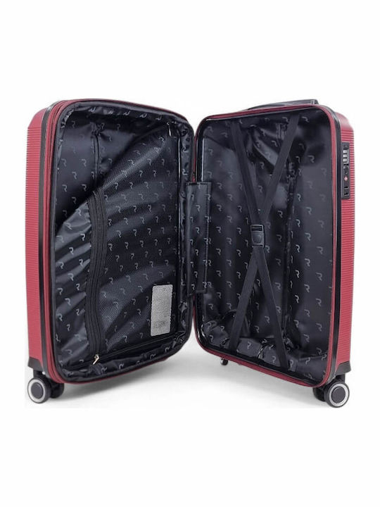 Rain Cabin Hard Burgundy Suitcase with 4 Wheels Height 55cm