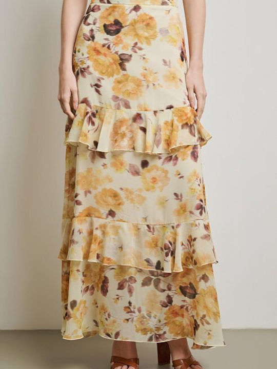 Maxi Φούστα Floral Κίτρινο