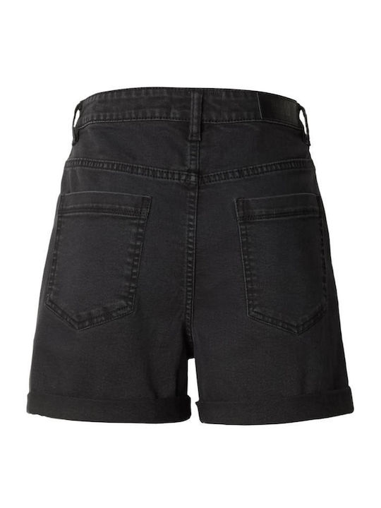 Ladies Women's High Waist Jean Shorts Black Washed
