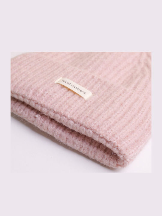 Beanie Unisex Σκούφος Πλεκτός σε Ροζ χρώμα