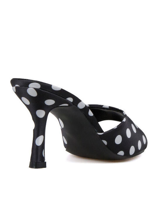 Satin Mules With High Heel In Black Color