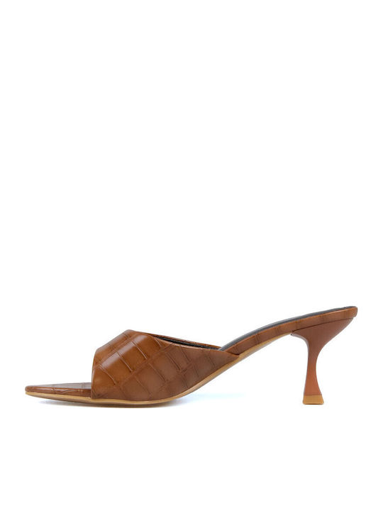 Mules With High Heel In Brown Colour