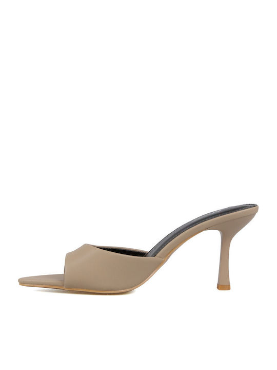 Mules With High Heel In Brown Colour