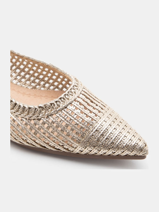 Γυναικείες Μπαλαρίνες Slingback σε Χρυσό Χρώμα
