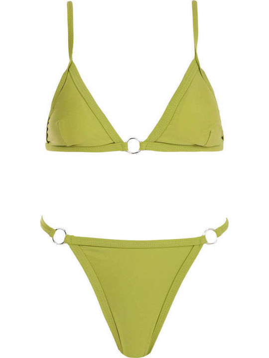 Gigi Bikini-Set mit Verstärkung Hohe Taille Grün