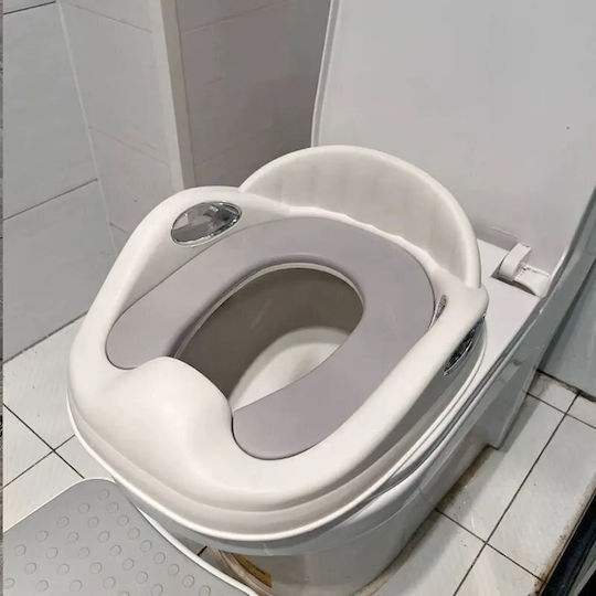 Little Mom Scaun De Toaletă Pentru Copii Gri Cu Mânere Și Pernuță Detașabilă
