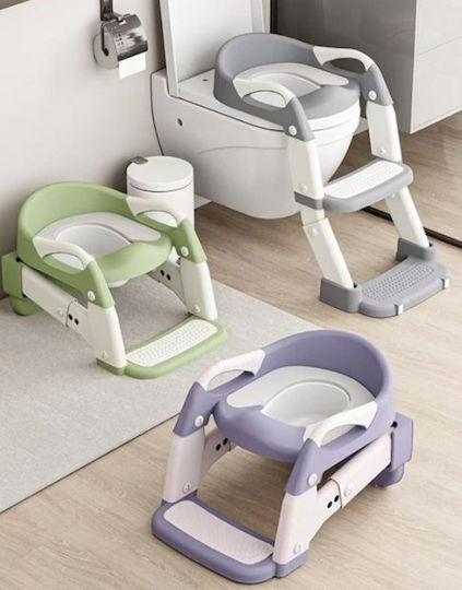 Little Mom Scaun De Toaletă Pentru Copii BH-BC-1037 Roz Cu Treaptă Mânere Și Pernuță