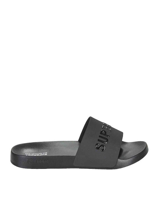 Superdry Premium Metallic Pool Slides Μαύρα
