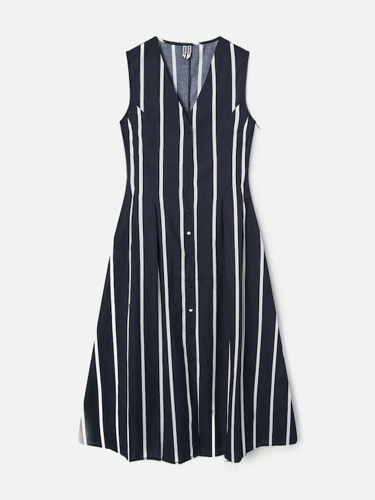 Summer Midi Shirt Dress Black White