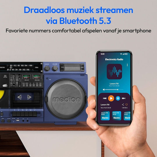Medion Преносима Аудиосистема с Bluetooth CD USB Радио Син