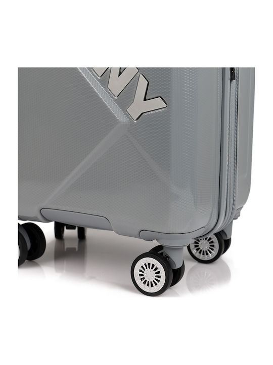 DKNY Large Hard Gray Travel Suitcase With 4 Wheels