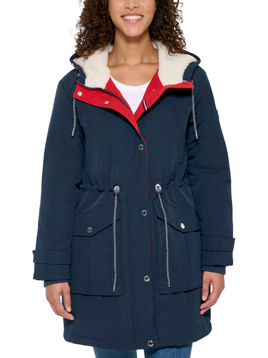Women's Short Puffer Jacket for Winter Blue