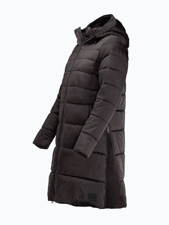 Eisbach Lang Damen Puffer Jacke für Winter ΜΑΥΡΟ