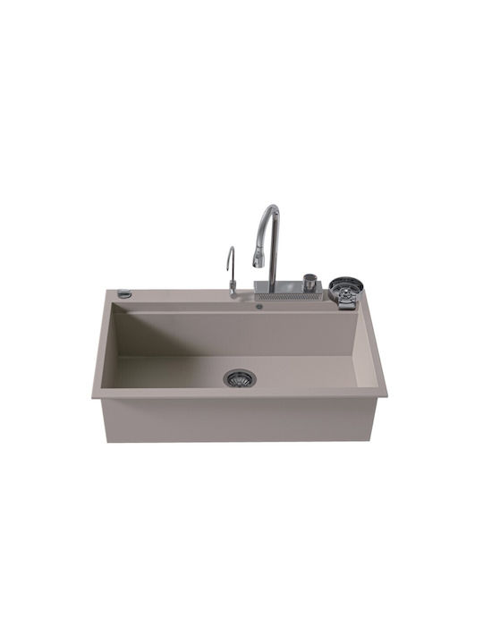 Sanitec Sienna Drop-In Küchenspüle aus Flüssigem Granit M79xB50cm Braune