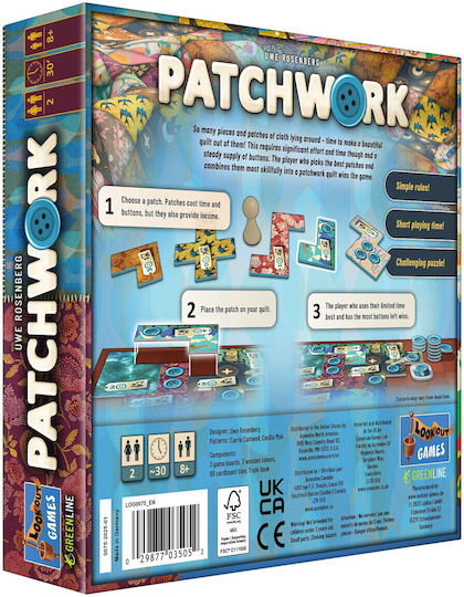 Επιτραπέζιο Παιχνίδι Patchwork (Revised Edition) για 2 Παίκτες 8+ Ετών LOG0075 Lookout Games