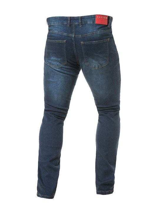 Men's Elastic Jeans Pants with Regular Fit Blue