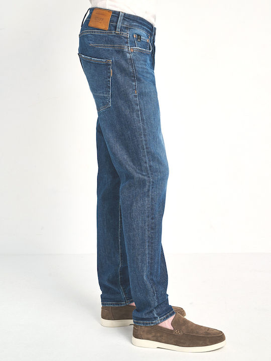 Мъжко Джинсово Панталон Тясна Линия Straight Fit Stone Wash