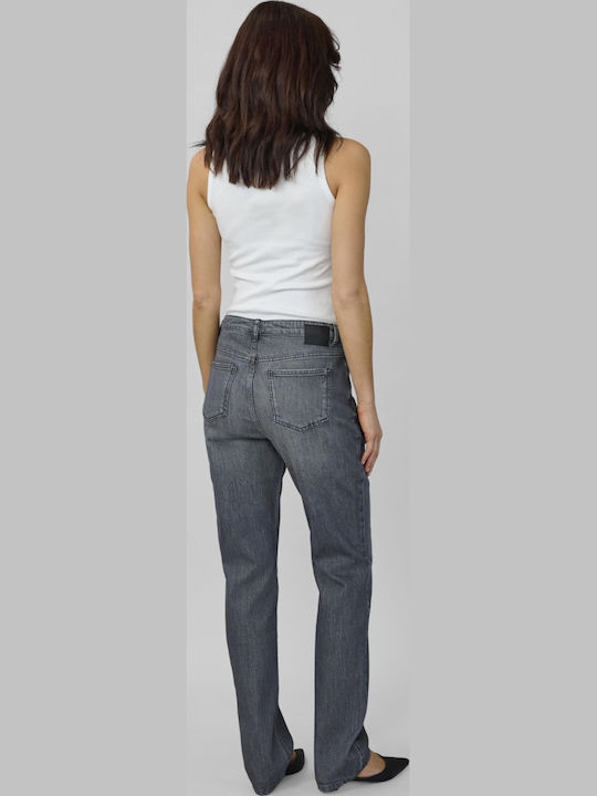 High Rise Women's Jean Pants in Straight Leg Gray