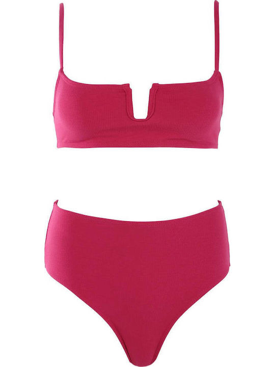 Gigi Bikini Set Sports Bra & Brazil High Waist Fuchsia