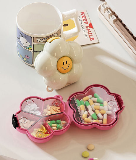 Cutie Portabilă Multicoloră Pentru Pastile Crem Alb